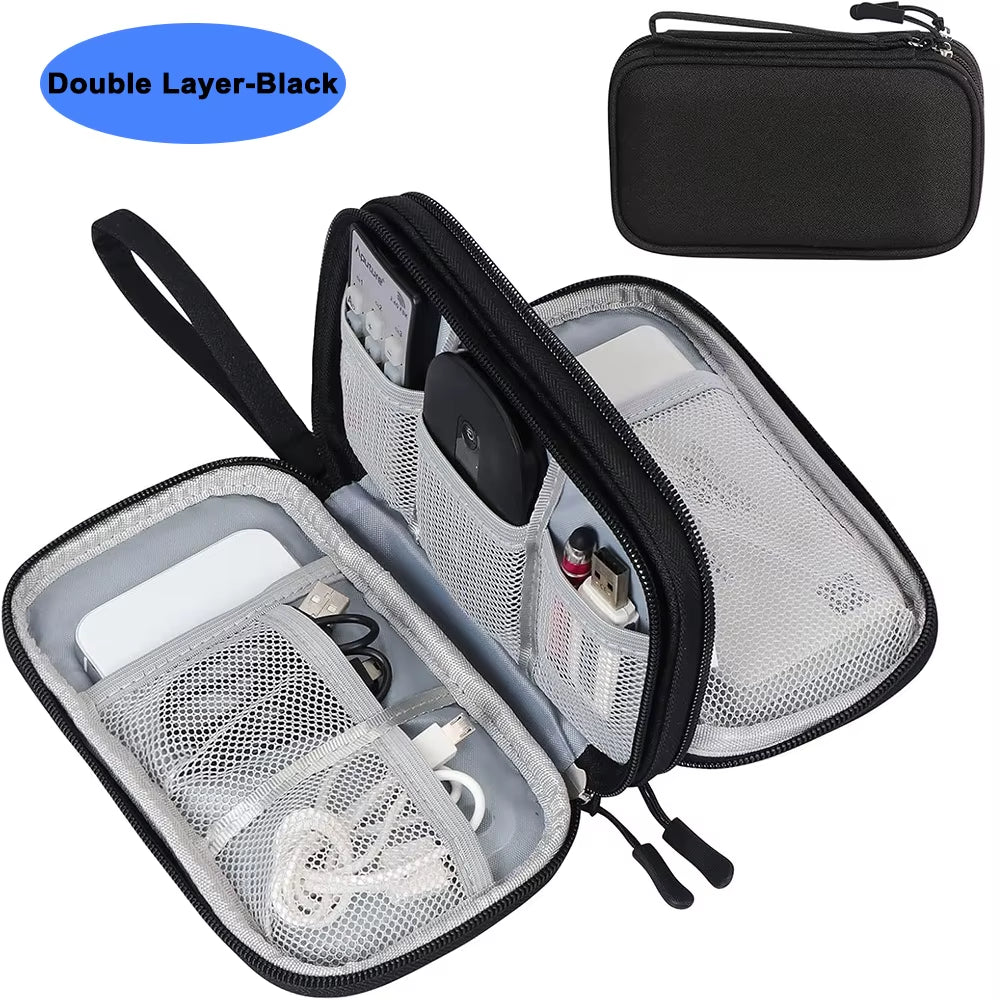 Waterproof Cable Organizer Bag - Portable Travel Electronics Accessories Case for Chargers, Cables, Power Banks & Gadgets
