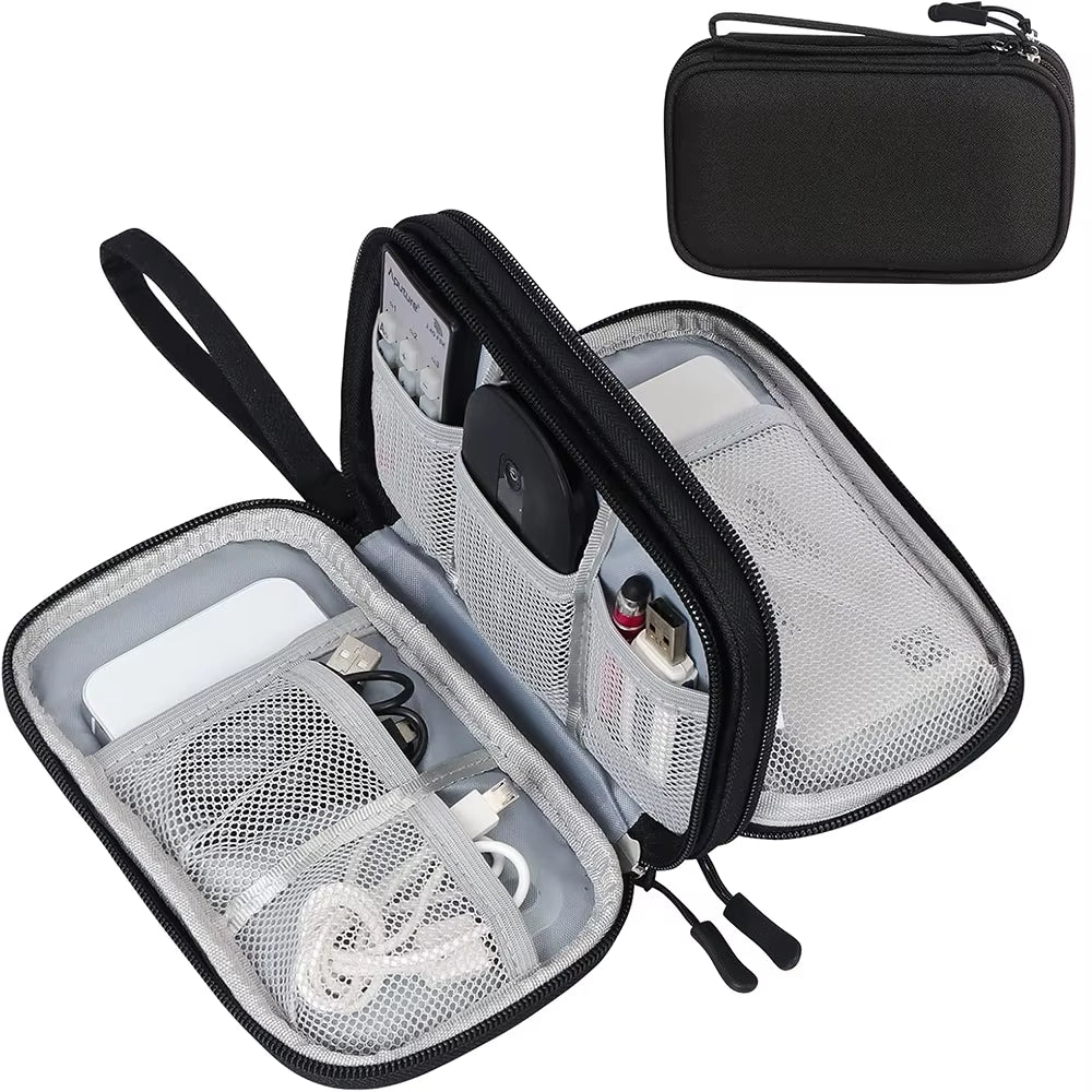 Waterproof Cable Organizer Bag - Portable Travel Electronics Accessories Case for Chargers, Cables, Power Banks & Gadgets