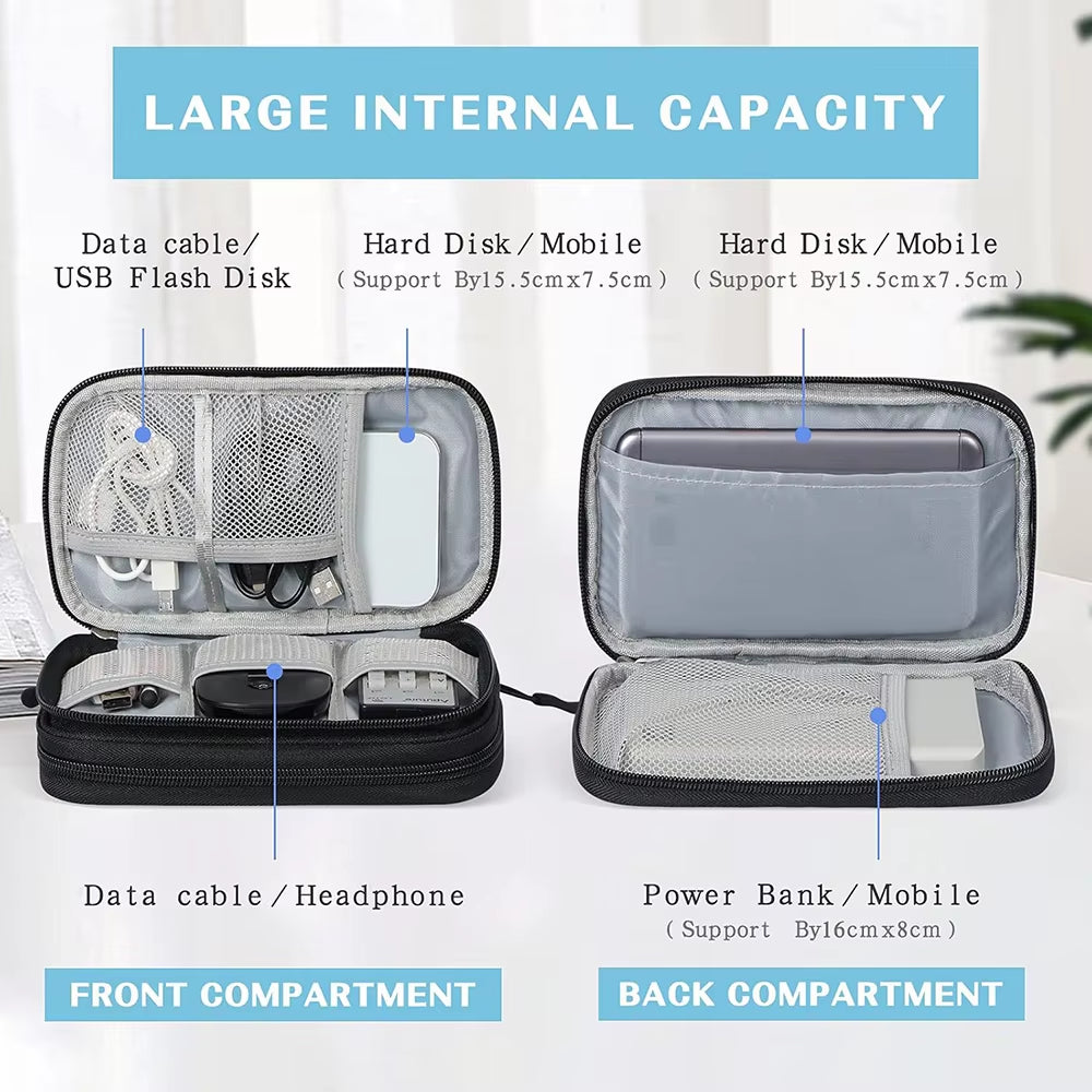 Waterproof Cable Organizer Bag - Portable Travel Electronics Accessories Case for Chargers, Cables, Power Banks & Gadgets