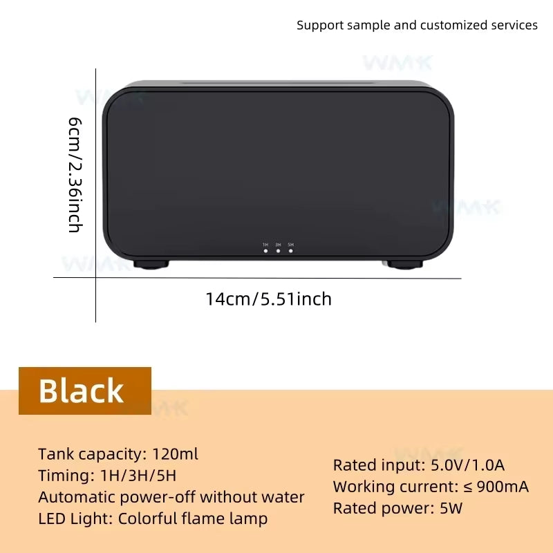 2-in-1 Aroma Diffuser & Flame Humidifier - Essential Oil Mist with LED Ambience Light