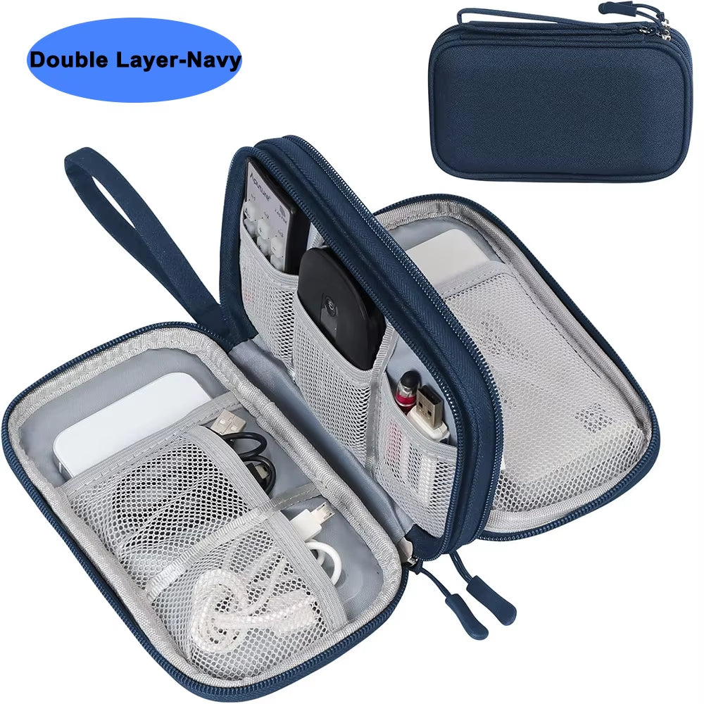 Waterproof Cable Organizer Bag - Portable Travel Electronics Accessories Case for Chargers, Cables, Power Banks & Gadgets