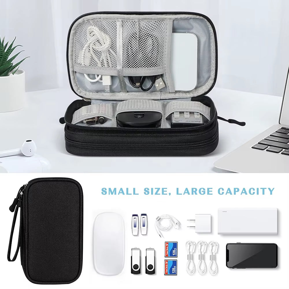 Waterproof Cable Organizer Bag - Portable Travel Electronics Accessories Case for Chargers, Cables, Power Banks & Gadgets