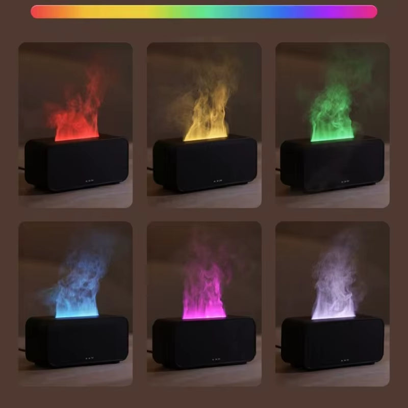 2-in-1 Aroma Diffuser & Flame Humidifier - Essential Oil Mist with LED Ambience Light